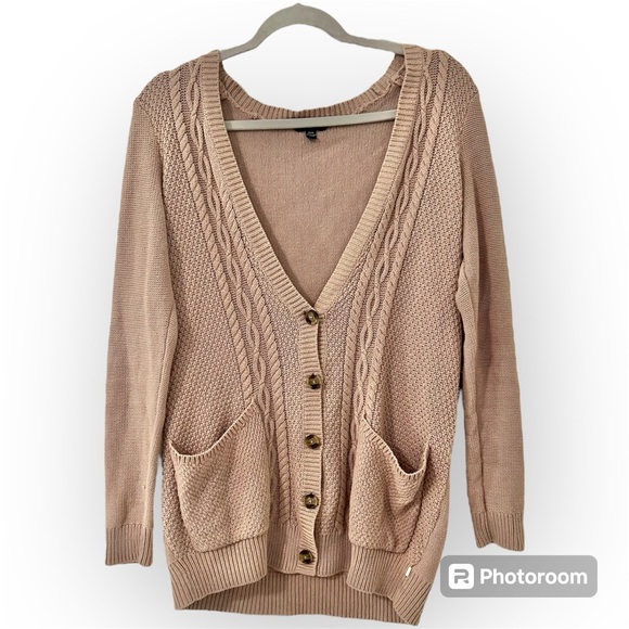 American Eagle Outfitters Sweaters - American Eagle Outfitters Tan  Cable Knit Cardigan